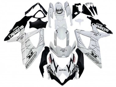 Billige Suzuki GSXR 600 / GSXR 750 Motorrad Verkleidung 2008-2010 - Weiss Schwarz Alstare Corona Extra Motul