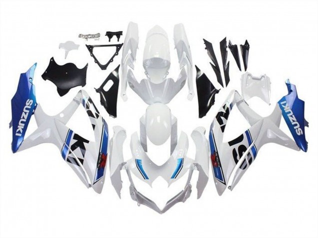 Billige Suzuki GSXR 600 / GSXR 750 Motorrad Verkleidung 2008-2010 - Weiss Blau Streifen