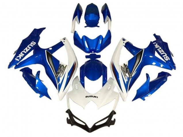 Billige Suzuki GSXR 600 / GSXR 750 Motorrad Verkleidung 2008-2010 - Weiss Blau Silber