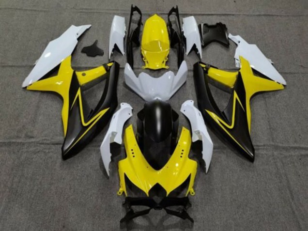 Billige Suzuki GSXR 600 / GSXR 750 Motorrad Verkleidung 2008-2010 - Weiss Gelb Grau Schwarz