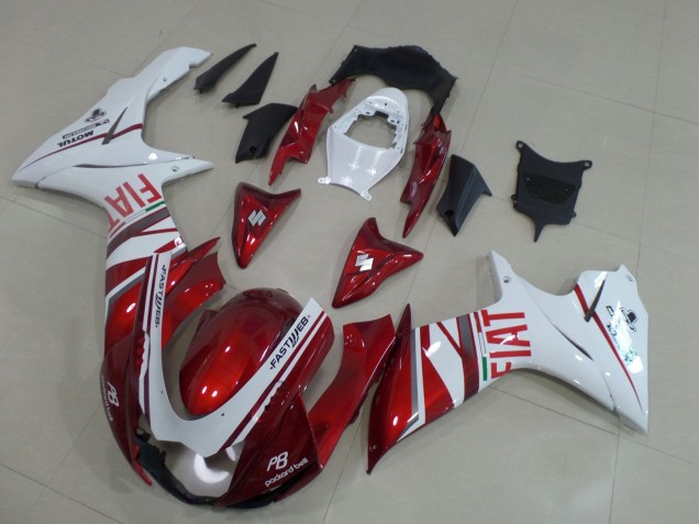 Billige Suzuki GSXR 600 / GSXR 750 Motorrad Verkleidung 2011-2024 - Bonbon Rot Weiss Fiat