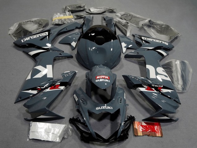 Billige Suzuki GSXR 600 / GSXR 750 Motorrad Verkleidung 2011-2024 - Dunkel Nardo Grau Weiss Schwarz Rot Motul