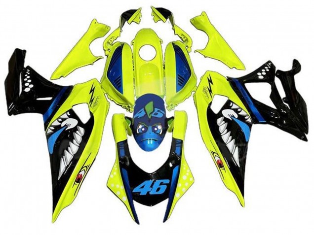 Billige Yamaha YZF R7 Motorrad Verkleidung 2021-2024 - Gelb Schwarz Hai