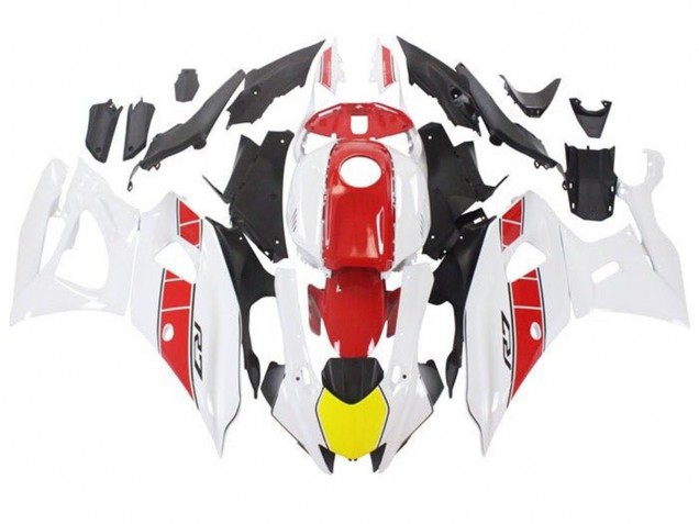 Billige Yamaha YZF R7 Motorrad Verkleidung 2021-2024 - Weiss Gelb Rot Streifen