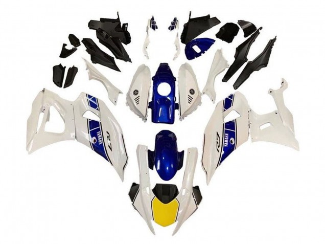 Billige Yamaha YZF R7 Motorrad Verkleidung 2021-2024 - Weiss Gelb Blau Streifen