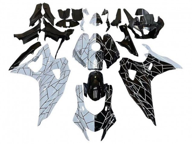 Billige Yamaha YZF R7 Motorrad Verkleidung 2021-2024 - Weiss Schwarz Geteiltes Streifen