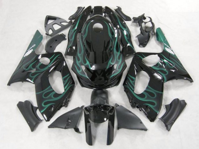 Billige Yamaha YZF600R Thundercat Motorrad Verkleidung 1996-2007 - Schwarz Grun Flamme