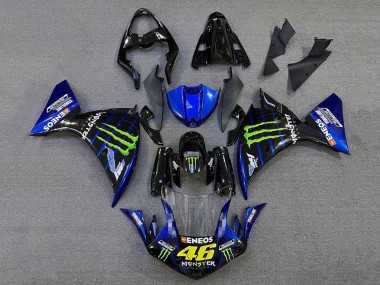 Billige Yamaha YZF 1000 R1 Motorrad Verkleidung 2009-2011 - Blau Glanzendes Schwarz Grun Monster Energy