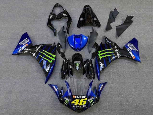 Billige Yamaha YZF 1000 R1 Motorrad Verkleidung 2009-2011 - Blau Glanzendes Schwarz Grun Monster Energy