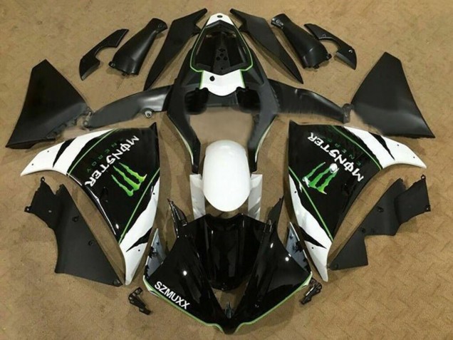 Billige Yamaha YZF 1000 R1 Motorrad Verkleidung 2009-2011 - Weiss Schwarz Grun Monster Energy