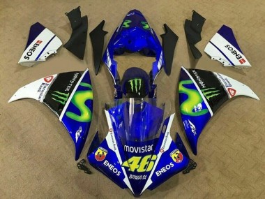 Billige Yamaha YZF 1000 R1 Motorrad Verkleidung 2009-2011 - Blau Weiss Schwarz Grun MoviStar Monster