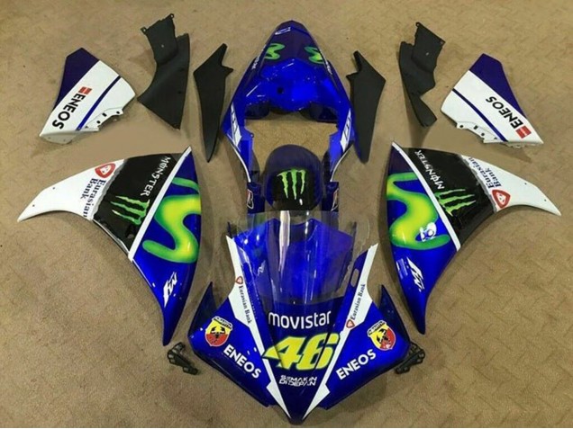 Billige Yamaha YZF 1000 R1 Motorrad Verkleidung 2012-2014 - Blau Weiss Schwarz Grun MoviStar Monster ENEOS