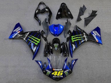 Billige Yamaha YZF 1000 R1 Motorrad Verkleidung 2012-2014 - Glanzendes Schwarz Blau Grun Monster Energy ENEOS Yamalube