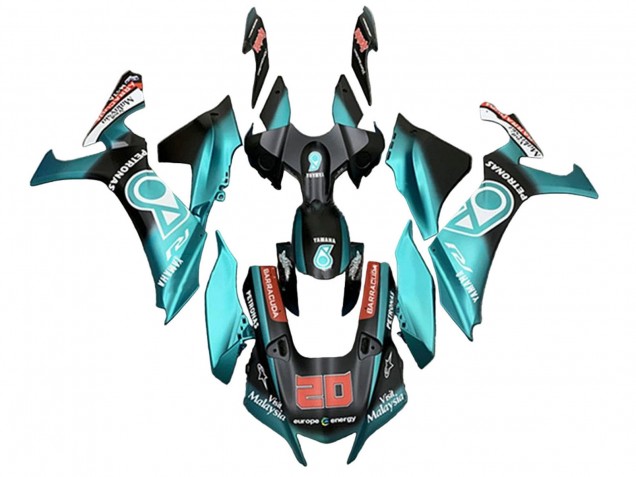 Billige Yamaha YZF 1000 R1 Motorrad Verkleidung 2020-2025 - Turkis Blau Matt Schwarz Petronas