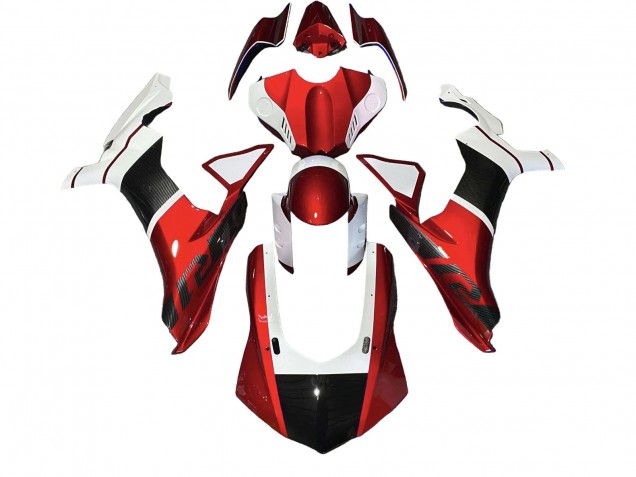 Billige Yamaha YZF 1000 R1 Motorrad Verkleidung 2020-2025 - Weiss Rot Kunst Carbonfaser