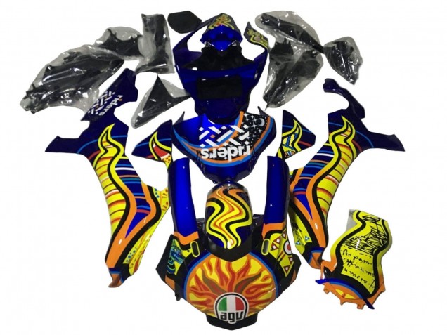 Billige Yamaha YZF 1000 R1 Motorrad Verkleidung 2020-2025 - Blau Gelb Orange Tribal Sun