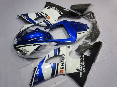 Billige Yamaha YZF 1000 R1 Motorrad Verkleidung 1998-1999 - Weiss Blau Glanzendes Schwarz ENEOS Semakin Didepan