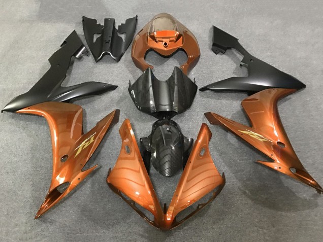 Billige Yamaha YZF 1000 R1 Motorrad Verkleidung 2004-2006 - Orange Kunst Carbonfaser Matt Schwarz