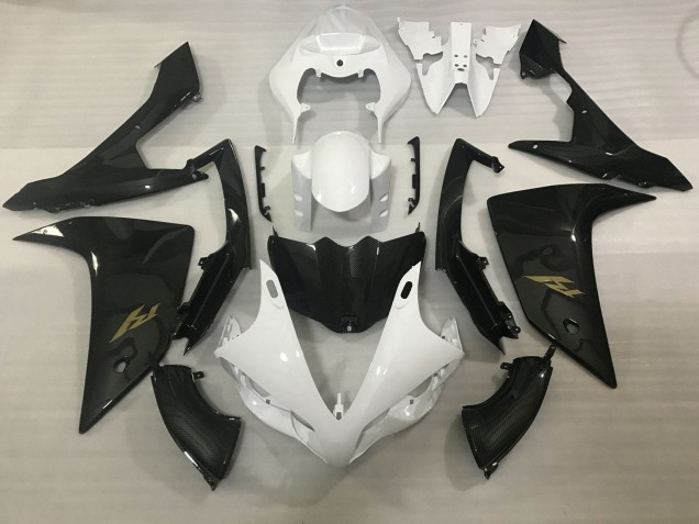 Billige Yamaha YZF 1000 R1 Motorrad Verkleidung 2007-2008 - Weiss Kunst Carbonfaser Gold Aufkleber