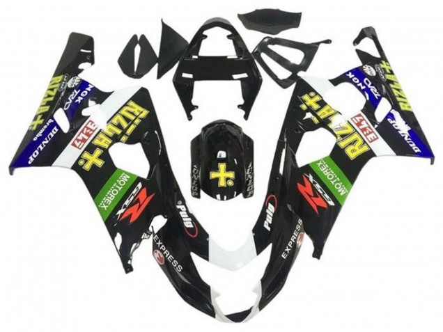Billige Suzuki GSXR 600 / GSXR 750 Motorrad Verkleidung 2004-2005 - Glanzendes Schwarz Blau Grun Gelb Rizla
