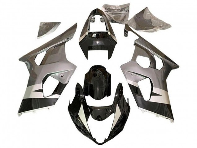 Billige Suzuki GSXR 600 / GSXR 750 Motorrad Verkleidung 2004-2005 - Silber Glanzendes Schwarz