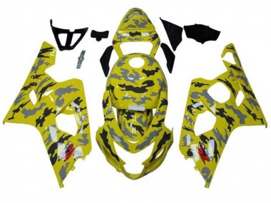 Billige Suzuki GSXR 600 / GSXR 750 Motorrad Verkleidung 2004-2005 - Gelb Schwarz Grau Camouflage