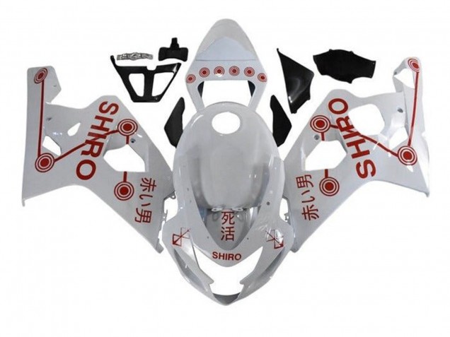 Billige Suzuki GSXR 600 / GSXR 750 Motorrad Verkleidung 2004-2005 - Weiss Rot Shiro