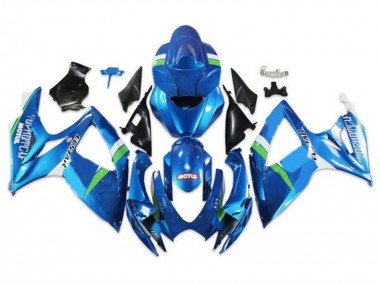 Billige Suzuki GSXR 600 / GSXR 750 Motorrad Verkleidung 2006-2007 - Blau Grun Weiss Ecstar