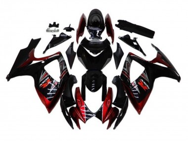 Billige Suzuki GSXR 600 / GSXR 750 Motorrad Verkleidung 2006-2007 - Glanzendes Schwarz Rot