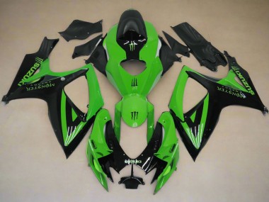 Billige Suzuki GSXR 600 / GSXR 750 Motorrad Verkleidung 2006-2007 - Grun Schwarz Monster
