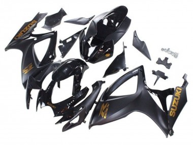 Billige Suzuki GSXR 600 / GSXR 750 Motorrad Verkleidung 2006-2007 - Matt Schwarz Glanzendes Schwarz Gold