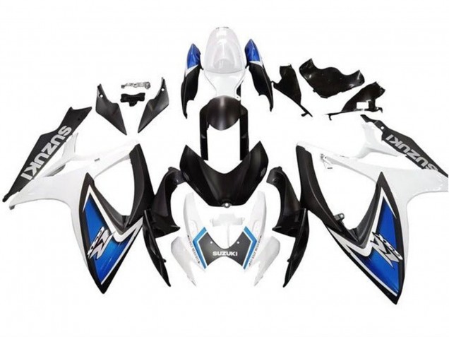 Billige Suzuki GSXR 600 / GSXR 750 Motorrad Verkleidung 2006-2007 - Weiss Blau Matt Schwarz