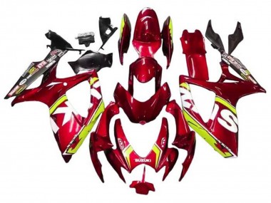Billige Suzuki GSXR 600 / GSXR 750 Motorrad Verkleidung 2006-2007 - Rot Gelb Weiss Schwarz