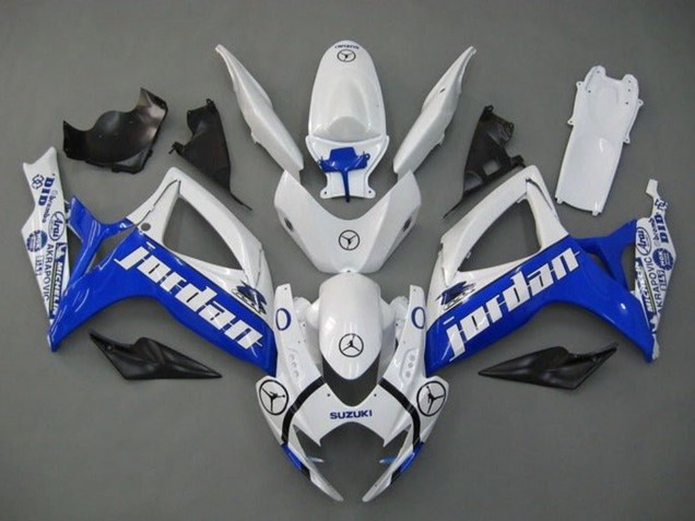 Billige Suzuki GSXR 600 / GSXR 750 Motorrad Verkleidung 2006-2007 - Weiss Blau Jordan