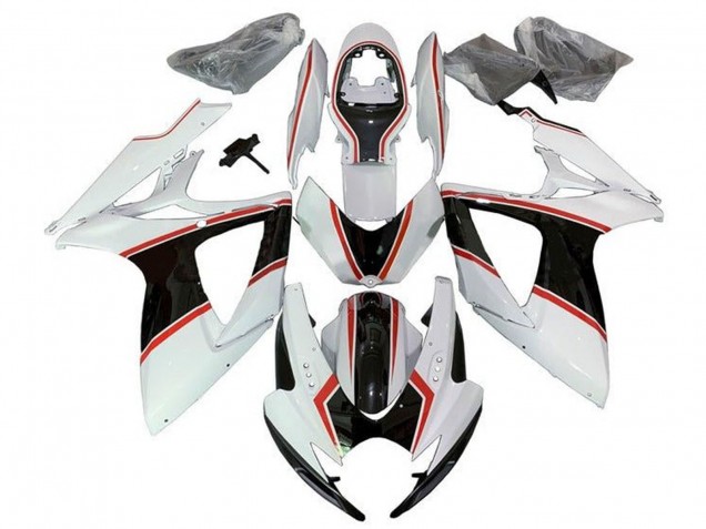 Billige Suzuki GSXR 600 / GSXR 750 Motorrad Verkleidung 2006-2007 - Weiss Orange Schwarz PinStreifen
