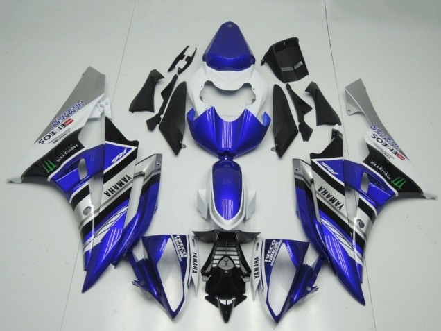 Billige Yamaha YZF R6 Motorrad Verkleidung 2006-2007 - Weiss Blau Silber Schwarz ENEOS Monster