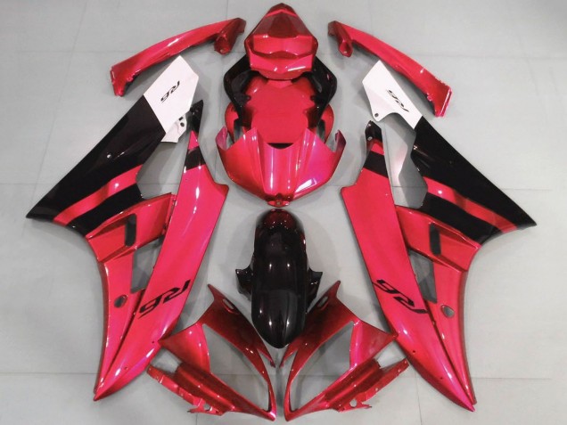 Billige Yamaha YZF R6 Motorrad Verkleidung 2006-2007 - Weiss Rot Glanzendes Schwarz