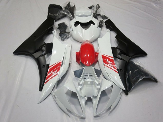 Billige Yamaha YZF R6 Motorrad Verkleidung 2006-2007 - Weiss Rot Matt Schwarz