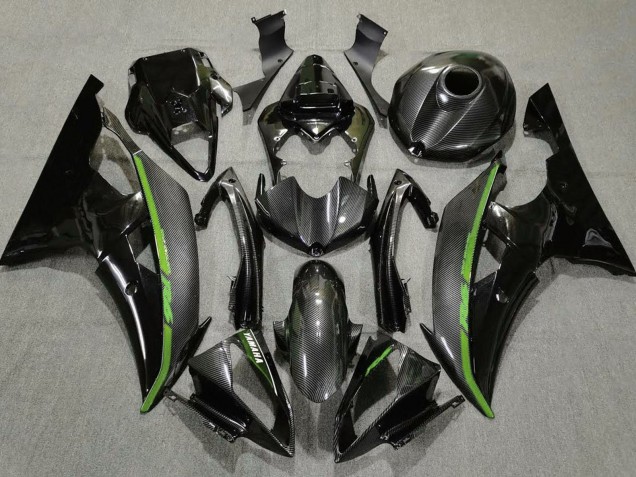 Billige Yamaha YZF R6 Motorrad Verkleidung 2008-2016 - Schwarzer Carbonfaser Stil Grun