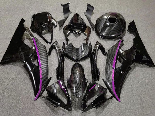 Billige Yamaha YZF R6 Motorrad Verkleidung 2008-2016 - Schwarzer Carbonfaser Stil Lila
