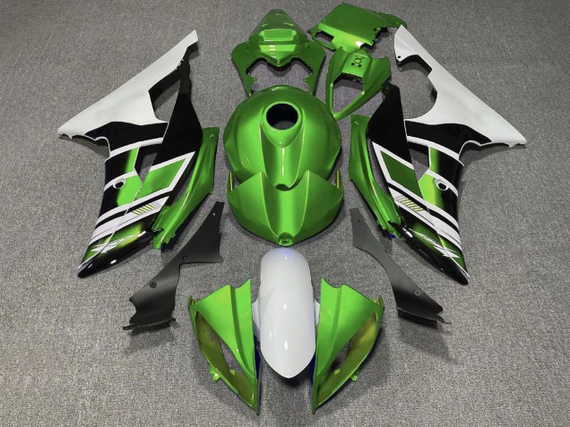 Billige Yamaha YZF R6 Motorrad Verkleidung 2008-2016 - Weiss Grun Glanzendes Schwarz Streifen