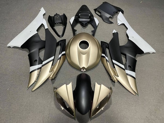Billige Yamaha YZF R6 Motorrad Verkleidung 2008-2016 - Weiss Gold Matt Schwarz