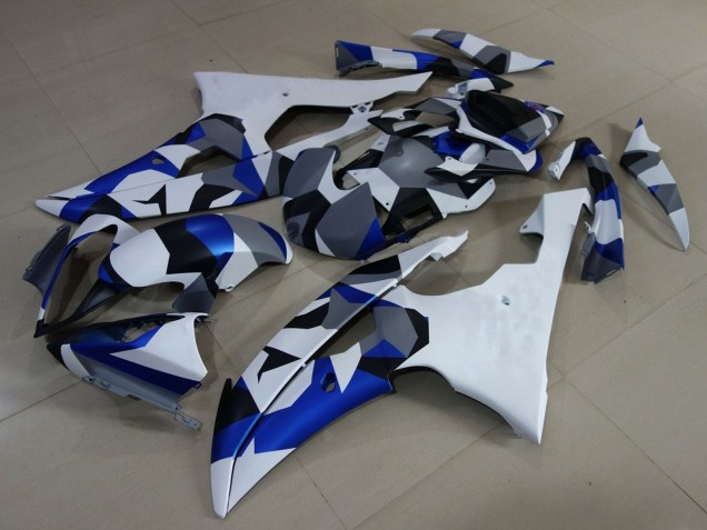 Billige Yamaha YZF R6 Motorrad Verkleidung 2008-2016 - Weiss Blau Grau Camouflage