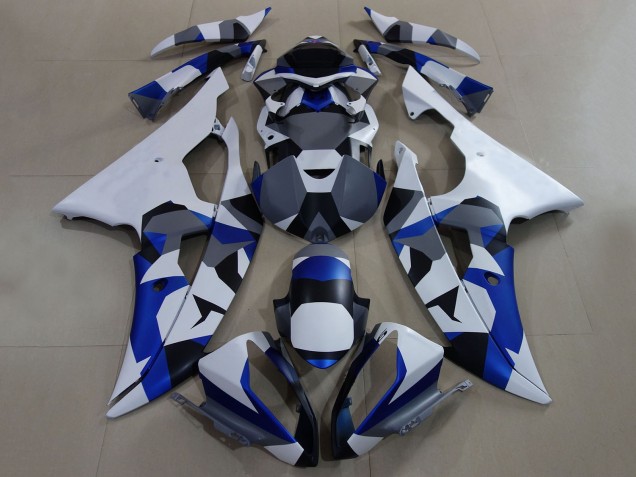 Billige Yamaha YZF R6 Motorrad Verkleidung 2008-2016 - Weiss Blau Grau Camouflage