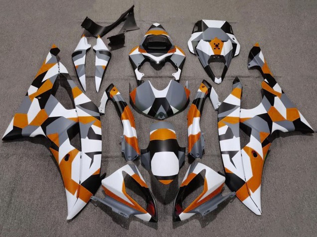 Billige Yamaha YZF R6 Motorrad Verkleidung 2008-2016 - Weiss Orange Grau Schwarz Camouflage