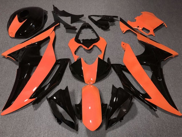Billige Yamaha YZF R6 Motorrad Verkleidung 2008-2016 - Orange Glanzendes Schwarz