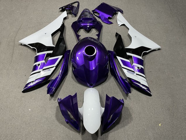 Billige Yamaha YZF R6 Motorrad Verkleidung 2008-2016 - Weiss Lila Schwarz Streifen