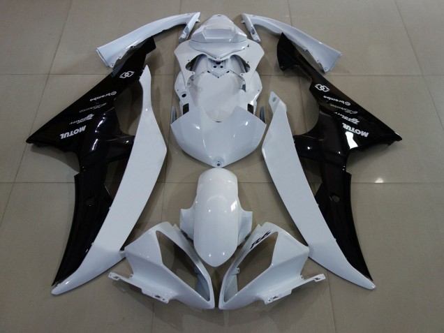 Billige Yamaha YZF R6 Motorrad Verkleidung 2008-2016 - Weiss Glanzendes Schwarz