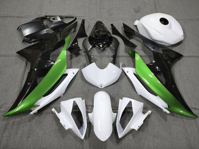 Billige Yamaha YZF R6 Motorrad Verkleidung 2008-2016 - Weiss Grun Glanzendes Schwarz