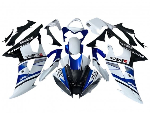 Billige Yamaha YZF R6 Motorrad Verkleidung 2008-2016 - Weiss Blau Schwarz YEC ENEOS Petronas Semakin Didepan